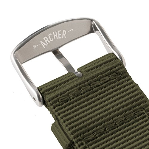 Archer Watch Straps | Repuesto de Correa de Reloj de Nailon para Hombre y Mujer, Correa Fácil de Abrochar para Relojes y Smartwatch | Verde Oliva, 20mm Archer Watch Straps | Repuesto de Correa de Reloj de Nailon para Hombre y Mujer, Correa Fácil de Abrochar para Relojes y Smartwatch | Verde Oliva, 20mm