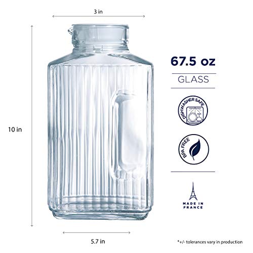 Arcoroc Quadro Jarra para Frigorífico con Tapa 2L, 1 Jarra Arcoroc Quadro Jarra para Frigorífico con Tapa 2L, 1 Jarra