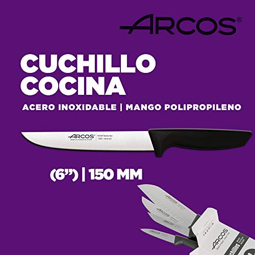 Arcos Juego Cuchillos Cocina Profesionales| Cuchillos Cocina Profesional | 4 pzas | Cuchillos Acero Inoxidable Mango Negro | Utensilios de Cocina | Cuchillo japones Santoku | lavavajillas