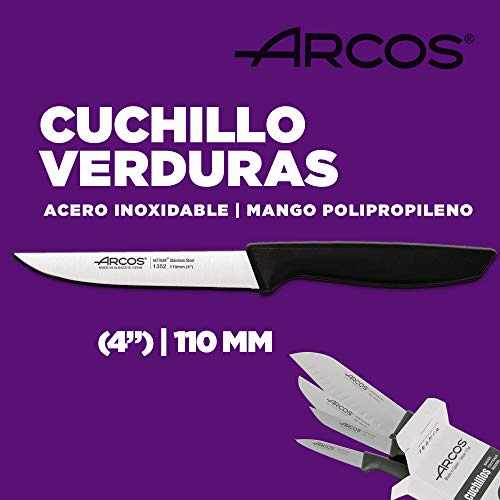 Arcos Juego Cuchillos Cocina Profesionales| Cuchillos Cocina Profesional | 4 pzas | Cuchillos Acero Inoxidable Mango Negro | Utensilios de Cocina | Cuchillo japones Santoku | lavavajillas