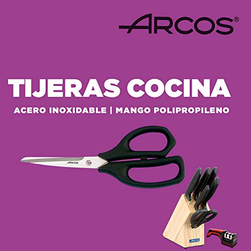 Arcos Juego Cuchillos Cocina y Afilador Cuchillos Cocina Profesional | 7 pzas | Cuchillos Acero Inoxidable Taco Madera | Serie Niza | Uso Cotidiano | Apto lavavajillas