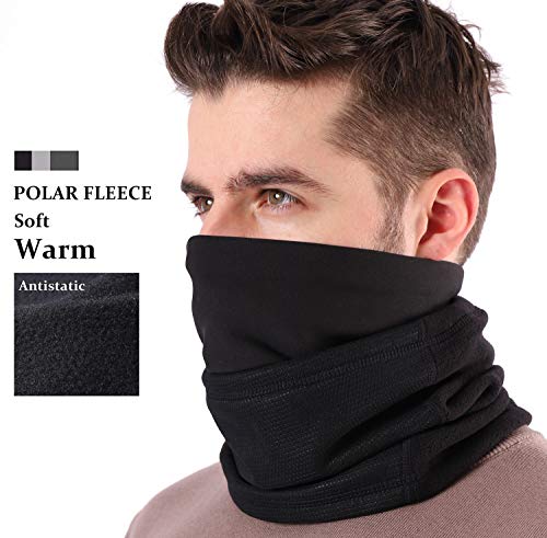 Arcweg Calentadores De Cuello para Moto Forro Polar Multifuncional Braga Cuello para Hombre y Mujer Accesorio De Esquí Moto Bicicleta Negro