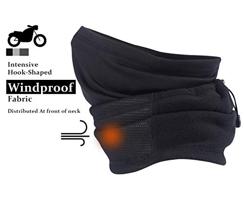 Arcweg Calentadores De Cuello para Moto Forro Polar Multifuncional Braga Cuello para Hombre y Mujer Accesorio De Esquí Moto Bicicleta Negro