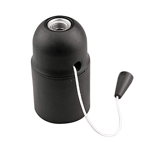 Arditi Portalámparas termoplástico negro de tres piezas con casquillo E27 provisto de interruptor de tirante Arditi Portalámparas termoplástico negro de tres piezas con casquillo E27 provisto de interruptor de tirante