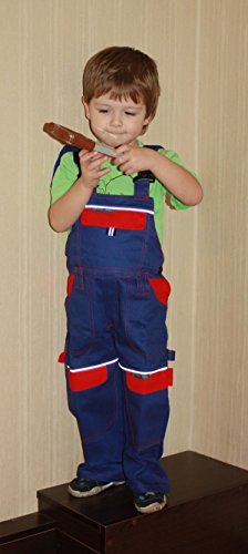 ARDON Niños Peto de Trabajo Ropa Pantalones Trabajo Pantalon Bob el Constructor Niño Ropa de Trabajo, Pantalones al jardín, 100% de algodón, Babero y Brace (Azul/Rojo, 98)