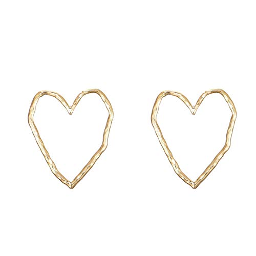 Arete Perla Metal Hollow Heart Stud Pendientes Mujer Exagerada Grandes Pendientes Punk Popular Discoteca Pendientes Para Las Mujeres Joyería   Plateado Platino