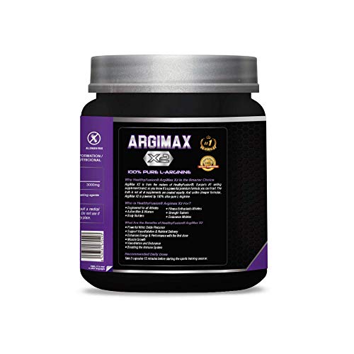 ARGIMAX X2 | 3gr de L-Arginina 100% pura por dosis | Aumenta la masa muscular, la energía y el rendimiento durante el entrenamiento | Potente precursor del óxido nítrico | 150 cápsulas
