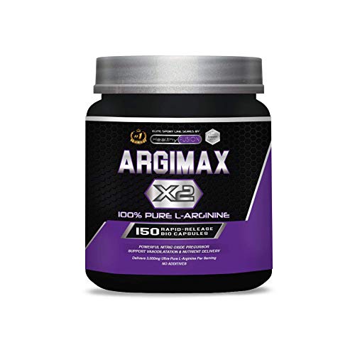 ARGIMAX X2 | 3gr de L-Arginina 100% pura por dosis | Aumenta la masa muscular, la energía y el rendimiento durante el entrenamiento | Potente precursor del óxido nítrico | 150 cápsulas