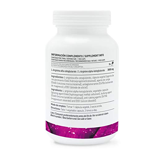 Arginina AKG de HSN | 1000mg | Óxido Nítrico más Potente, Rendimiento Deportivo, Efecto Vasodilatador, Apto Veganos, Sin Gluten, Sin Lactosa, 120 cápsulas vegetales