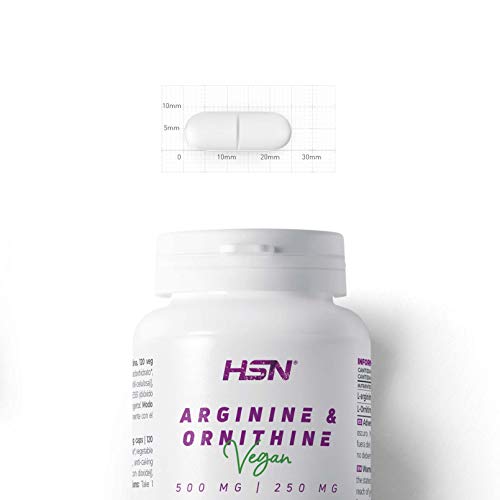 Arginina y Ornitina de HSN | 500mg / 250mg | Aminoácidos para Masa Muscular, Óxido Nítrico, Vegano, Sin Gluten, Sin Lactosa, 120 Cápsulas Vegetales Arginina y Ornitina de HSN | 500mg / 250mg | Aminoácidos para Masa Muscular, Óxido Nítrico, Vegano, Sin Gluten, Sin Lactosa, 120 Cápsulas Vegetales