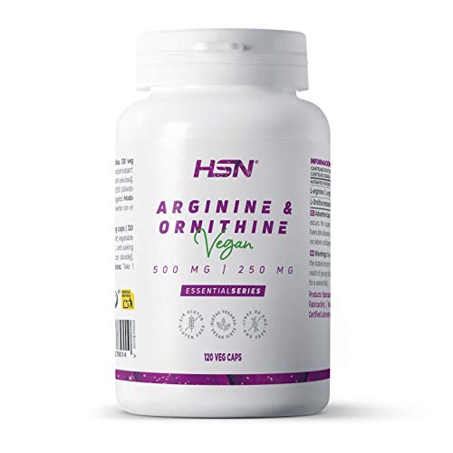 Arginina y Ornitina de HSN | 500mg / 250mg | Aminoácidos para Masa Muscular, Óxido Nítrico, Vegano, Sin Gluten, Sin Lactosa, 120 Cápsulas Vegetales Arginina y Ornitina de HSN | 500mg / 250mg | Aminoácidos para Masa Muscular, Óxido Nítrico, Vegano, Sin Gluten, Sin Lactosa, 120 Cápsulas Vegetales