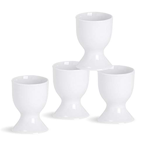 Argon Tableware Huevera Set - Porcelana Copas del Hard pasados ​​por Agua Huevos - Blanco - Pack de 4