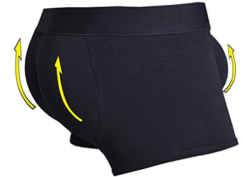 ARIUS Calzoncillo Boxer con Relleno Trasero y Relleno Delantero para Aumentar el Volumen y tamaño de glúteos y Dar Volumen y Forma a los atributos Masculinos - Men's Shapewear (Pequeña)