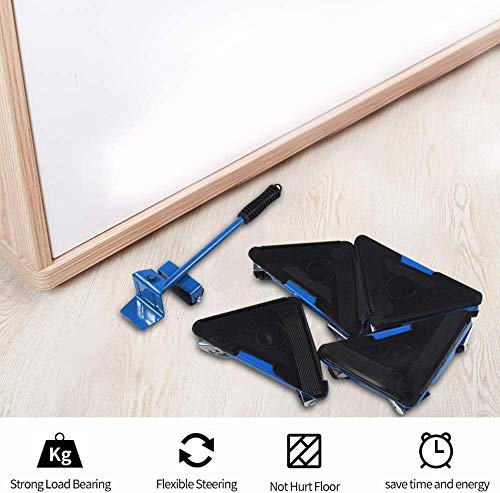 ArkadiaStar Kit para mover muebles pesados de manera fácil evitando lesiones en la espalda y lumbar, consta de 5 piezas en 3 colores. Cuida de tu salud. Juego de herramientas (Blue)