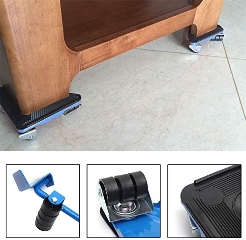 ArkadiaStar Kit para mover muebles pesados de manera fácil evitando lesiones en la espalda y lumbar, consta de 5 piezas en 3 colores. Cuida de tu salud. Juego de herramientas (Blue)