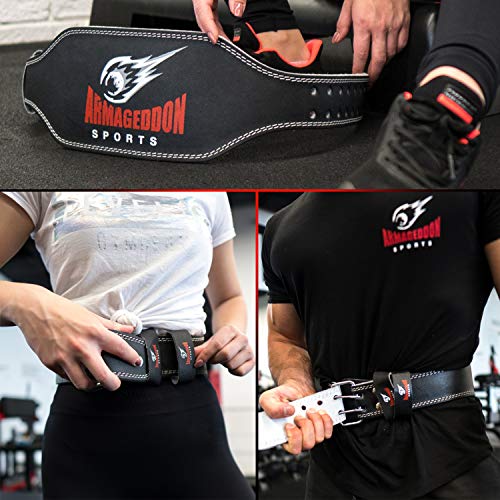 ARMAGEDDON SPORTS Cinturón Musculación para Halterofilia Levantamiento de Pesas Gimnasio Fitness Gym - 15 cm de Ancho Protección Lumbar - Cuero Auténtica para Hombre y Mujer ARMAGEDDON SPORTS Cinturón Musculación para Halterofilia Levantamiento de Pesas Gimnasio Fitness Gym - 15 cm de Ancho Protección Lumbar - Cuero Auténtica para Hombre y Mujer