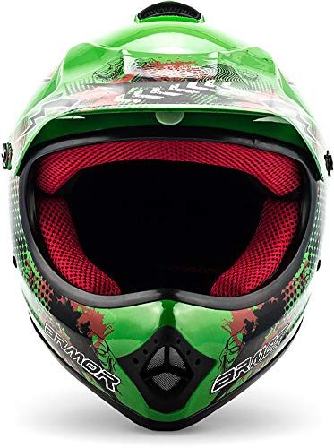 ARMOR Helmets AKC-49 Casco Moto-Cross, DOT certificado, Bolsa de transporte, L (57-58cm), Verde