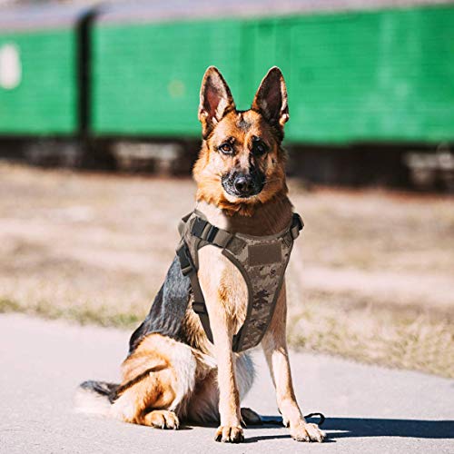 Arnés táctico para perro sin tirones con asa, chaleco militar, arnés de patrulla para perro de trabajo con hebillas, clips de correa, a prueba de escape, arnés ajustable para entrenamiento de perros