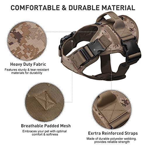 Arnés táctico para perro sin tirones con asa, chaleco militar, arnés de patrulla para perro de trabajo con hebillas, clips de correa, a prueba de escape, arnés ajustable para entrenamiento de perros Arnés táctico para perro sin tirones con asa, chaleco militar, arnés de patrulla para perro de trabajo con hebillas, clips de correa, a prueba de escape, arnés ajustable para entrenamiento de perros