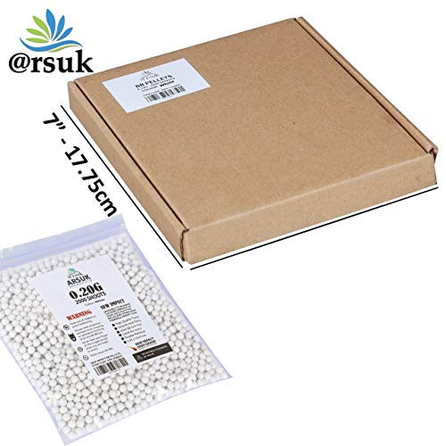 ARSUK Balines de Airsoft, Munición Bolas de Paintball 6mm, 0.20g de Alto Grado Precision de plástico Cantidades; 2000, 4000, 5000, 10,000 Balines(0,20g Bolsa de 2000 Blanco) ARSUK Balines de Airsoft, Munición Bolas de Paintball 6mm, 0.20g de Alto Grado Precision de plástico Cantidades; 2000, 4000, 5000, 10,000 Balines(0,20g Bolsa de 2000 Blanco)