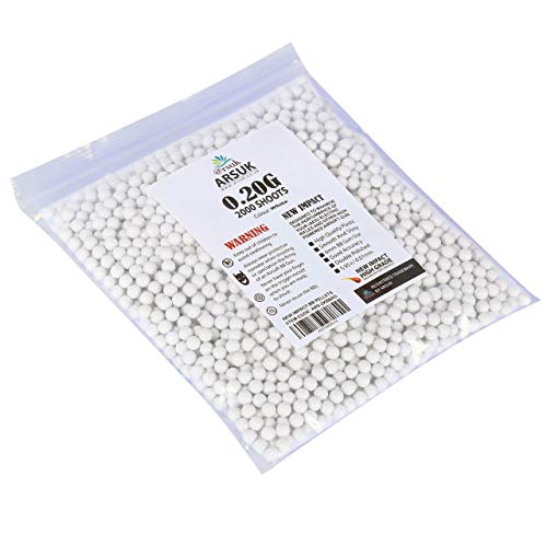 ARSUK Balines de Airsoft, Munición Bolas de Paintball 6mm, 0.20g de Alto Grado Precision de plástico Cantidades; 2000, 4000, 5000, 10,000 Balines(0,20g Bolsa de 2000 Blanco) ARSUK Balines de Airsoft, Munición Bolas de Paintball 6mm, 0.20g de Alto Grado Precision de plástico Cantidades; 2000, 4000, 5000, 10,000 Balines(0,20g Bolsa de 2000 Blanco)