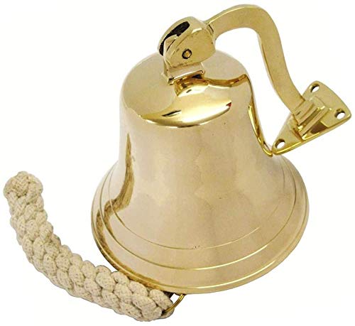 ARSUK Campanilla náutica, de latón Macizo para la Marina, para la Cena en la Escuela, en Barco, para la recepción, decoración del hogar, para Colgar en la Pared, Campana Antigua (6" Latón Sólido)