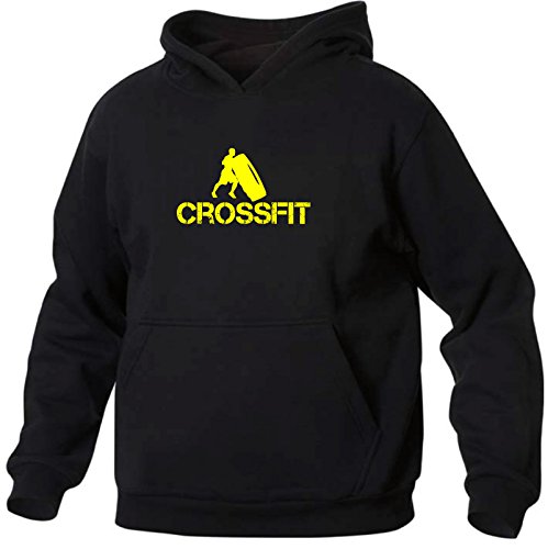 Art Camiseta, Sudadera con Capucha Crossfit 2, para Hombre Negro M