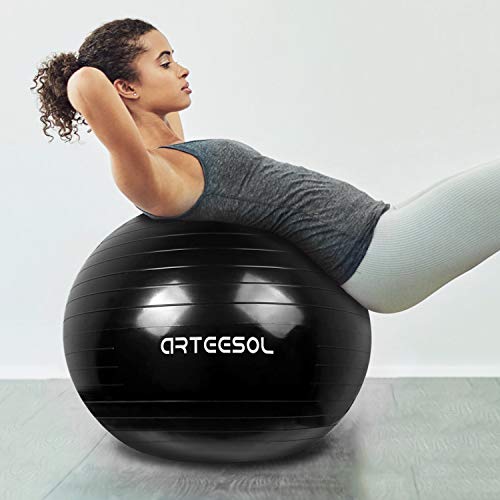 arteesol Balón de Ejercicio Anti-explosión, Pelota de Pilates 45cm/55cm/65cm/75cm/85cm Fitness Yoga Ball Estabilizador de balón de Equilibrio Resistente con Bomba rápida para Core Force