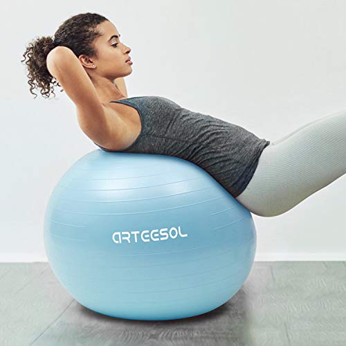 arteesol Balón de Ejercicio Anti-explosión, Pelota de Pilates 45cm/55cm/65cm/75cm/85cm Fitness Yoga Ball Estabilizador de balón de Equilibrio Resistente con Bomba rápida para Core Force