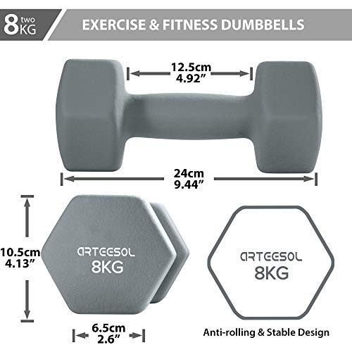 arteesol Mancuernas 1kg/2kg/3kg/4kg/5kg/8kg/10KG Pares con Mancuernas Ligero Pesado para Hombres Mujeres Pesos Gimnasio en casa Ejercicio de Fuerza Impermeable y Antideslizante (2x8kg) arteesol Mancuernas 1kg/2kg/3kg/4kg/5kg/8kg/10KG Pares con Mancuernas Ligero Pesado para Hombres Mujeres Pesos Gimnasio en casa Ejercicio de Fuerza Impermeable y Antideslizante (2x8kg)