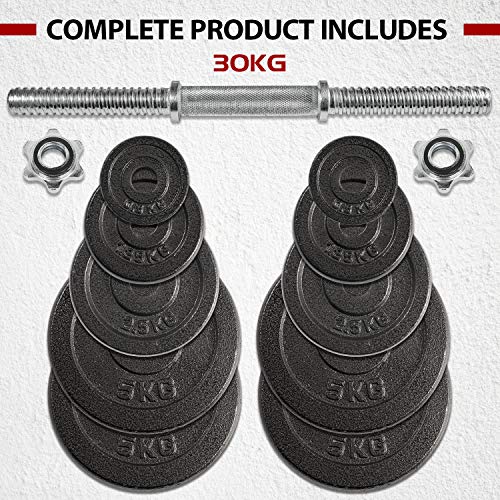 arteesol - Mancuernas Ajustables de Hierro Fundido Individual 10 kg, 15 kg, 20 kg, 30 kg, para Profesionales del Fitness (1x30kg) arteesol - Mancuernas Ajustables de Hierro Fundido Individual 10 kg, 15 kg, 20 kg, 30 kg, para Profesionales del Fitness (1x30kg)
