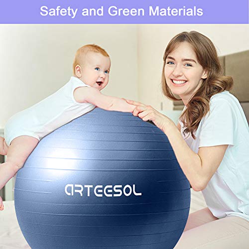 arteesol Pelota de Ejercicio, 45cm/55cm/65cm/75cm Pelota de Yoga Fitness Estabilizador Resistente Bola de Equilibrio con Bomba rápida para la Fuerza del núcleo (65cm, Azul Oscuro) arteesol Pelota de Ejercicio, 45cm/55cm/65cm/75cm Pelota de Yoga Fitness Estabilizador Resistente Bola de Equilibrio con Bomba rápida para la Fuerza del núcleo (65cm, Azul Oscuro)
