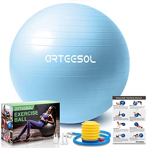 arteesol Pelota de Ejercicio, 45cm/55cm/65cm/75cm Pelota de Yoga Fitness Estabilizador Resistente Bola de Equilibrio con Bomba rápida para la Fuerza del núcleo (55cm, Luna Azul)