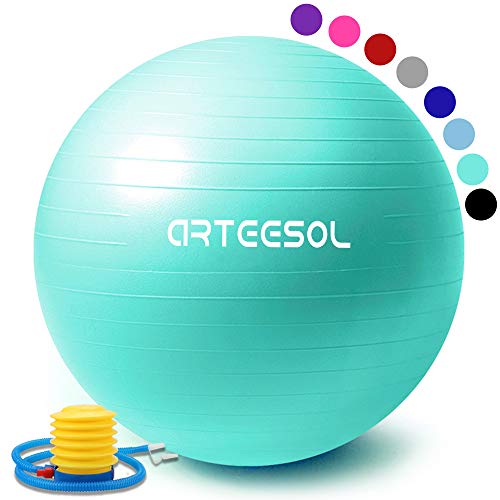 arteesol Pelota de Ejercicio, 45cm/55cm/65cm/75cm Pelota de Yoga Fitness Estabilizador Resistente Bola de Equilibrio con Bomba rápida para la Fuerza del núcleo (75cm, Océano Azul)