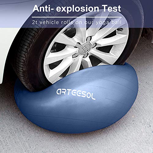 arteesol Pelota de Ejercicio, 45cm/55cm/65cm/75cm Pelota de Yoga Fitness Estabilizador Resistente Bola de Equilibrio con Bomba rápida para la Fuerza del núcleo (55cm, Azul Oscuro)