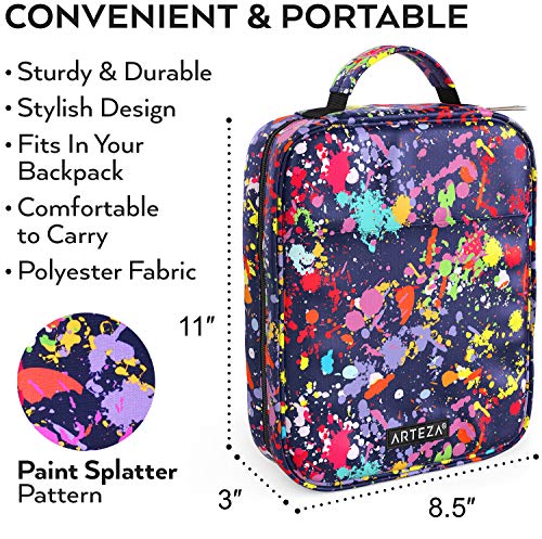 Arteza Estuche para lápices de arte | 64 ranuras elásticas | Capacidad para 205 lápices | Diseño en forma de salpicaduras de pintura | Unisex para cualquier edad | Apto para bolígrafos y rotuladores Arteza Estuche para lápices de arte | 64 ranuras elásticas | Capacidad para 205 lápices | Diseño en forma de salpicaduras de pintura | Unisex para cualquier edad | Apto para bolígrafos y rotuladores
