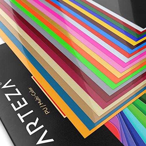 Arteza Papel de vinilo textil imprimible | Hojas de vinilo de papel transfer para camisetas y tejidos varios (25,4 x 30,5cm) | 22 colores surtidos