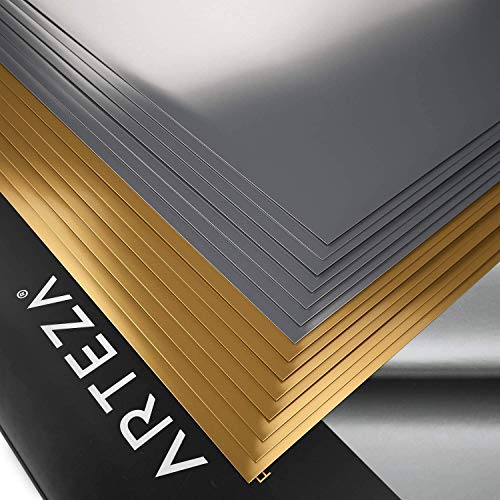 Arteza Vinilo textil termoadhesivo oro y plata | 25,4 x 30,5 cm | 14 hojas flexibles (7 oro + 7 plata)| Vinilo térmico resistente, fácil de pelar y sin tóxicos | Apto para cualquier máquina de corte