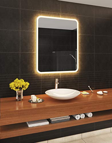 Artforma 60x130cm Espejo con LED Iluminación Moderno para el baño, Sala, Dormitorio, Pasillo con Interruptor iluminación - Cálido/Frío Blanco A++ L59