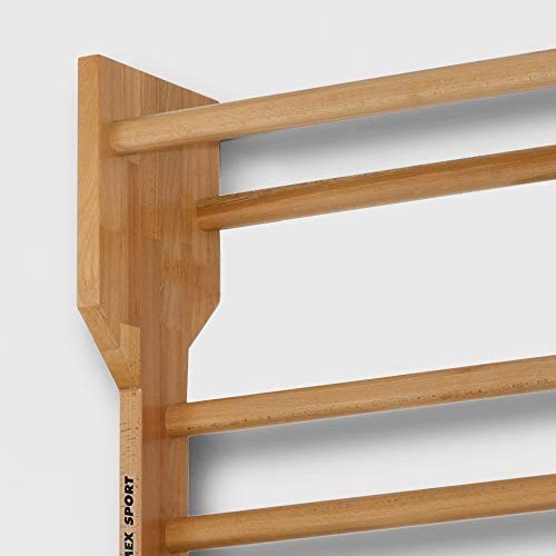 ARTIMEX Escalera de Madera Sueca (Pared de Resorte) para Fisioterapia y Gimnasia en casa, gimnasios, clínicas, centros de Fitness y escuelas - Espaldera de Madera de Haya, código 216-F