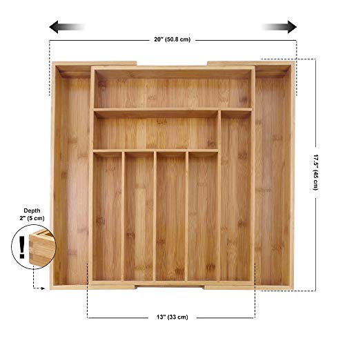 Artisware Bamboo Organizador del cajón Extensible, Cubiertos y Bandeja utensilio (7 Compartimentos Ampliable) Artisware Bamboo Organizador del cajón Extensible, Cubiertos y Bandeja utensilio (7 Compartimentos Ampliable)