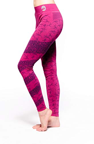 Ashtanga - Leggings de yoga para mujer, color rosa y magenta con cintura alta, muy elásticos y alto contenido de algodón para pilates, gimnasio