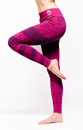 Ashtanga - Leggings de yoga para mujer, color rosa y magenta con cintura alta, muy elásticos y alto contenido de algodón para pilates, gimnasio