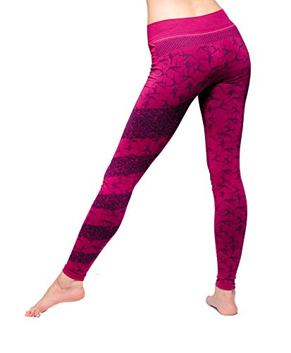 Ashtanga - Leggings de yoga para mujer, color rosa y magenta con cintura alta, muy elásticos y alto contenido de algodón para pilates, gimnasio