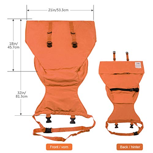 Asiento elevador para bebé, silla de bebé, silla de comedor, silla de bebé, móvil, portátil, plegable y portátil. (naranja)