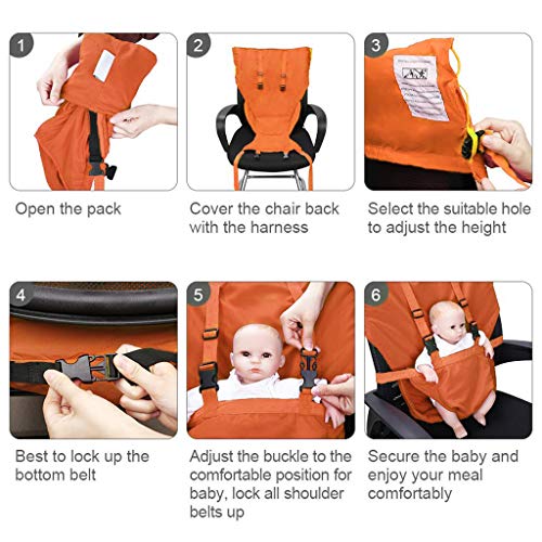 Asiento elevador para bebé, silla de bebé, silla de comedor, silla de bebé, móvil, portátil, plegable y portátil. (naranja)