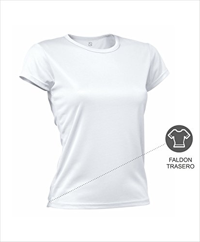 Asioka 356/16 Camiseta Técnica de Manga Corta, Mujer, Blanco, L