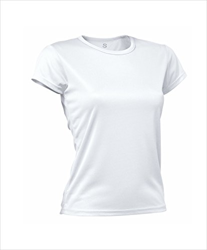 Asioka 356/16 Camiseta Técnica de Manga Corta, Mujer, Blanco, L