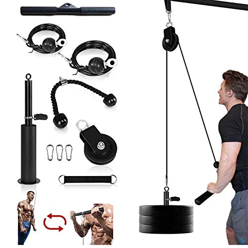 Asolym Rodillo de Muñeca para Antebrazo Entrenador de Fuerza para Brazos con Sistema de Polea de Alto Rendimiento DIY Máquina de Cable de Polea de Fitness para Jalones de lat