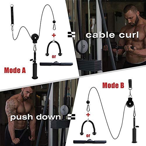 Asolym Rodillo de Muñeca para Antebrazo Entrenador de Fuerza para Brazos con Sistema de Polea de Alto Rendimiento DIY Máquina de Cable de Polea de Fitness para Jalones de lat